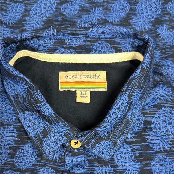 OP Blue Casual Short Sleeve Button Down Shirt - Picture 2 of 5